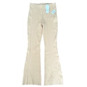 Herve Leger Sesame Ribbed Knit Flare Leg Pants GRO2394424 XL NWT $890
